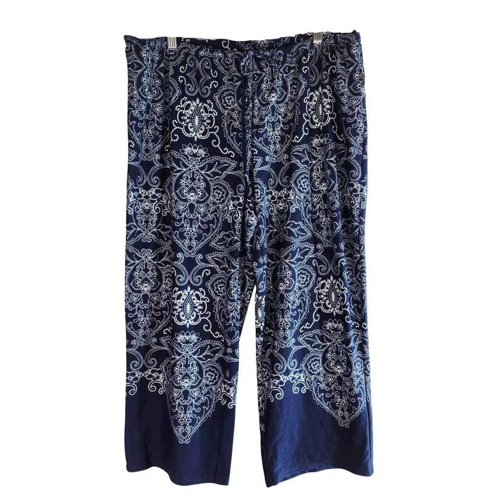 Apt. 9 Pajama Pants Womens Large Blue Paisley Loungewear Sleepwear Cropped